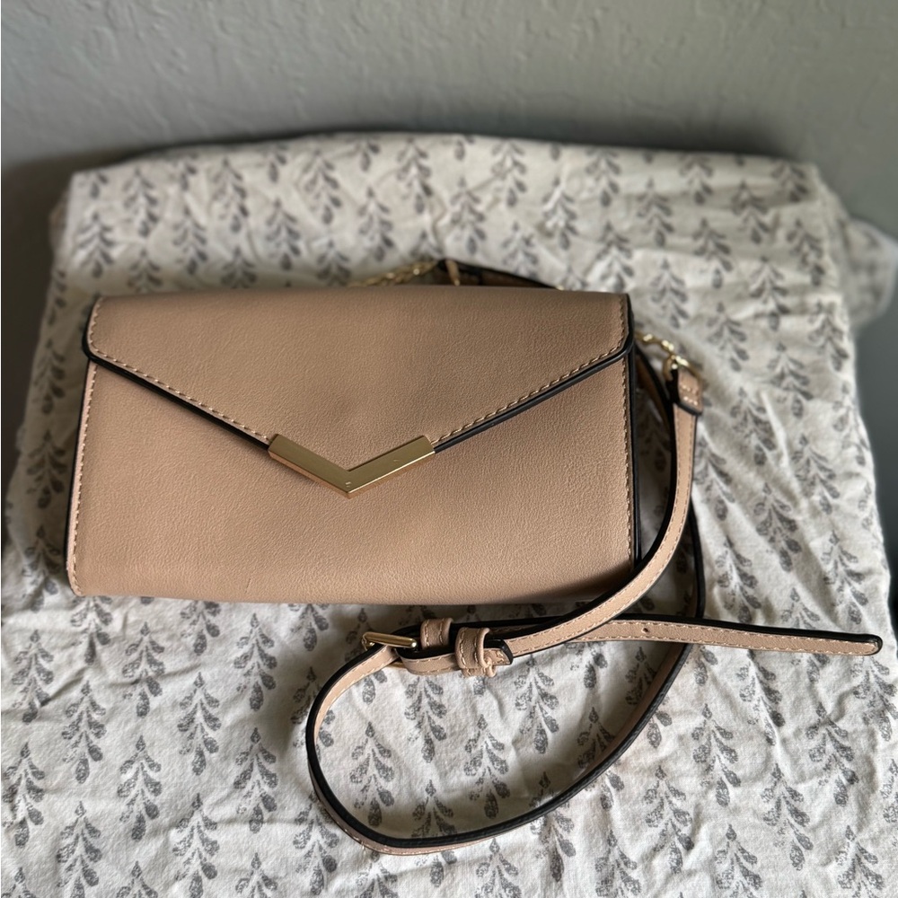 Beige & gold cross-body